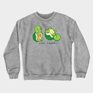 Cute Kawaii turtle who eats and sleeps Crewneck Sweatshirt